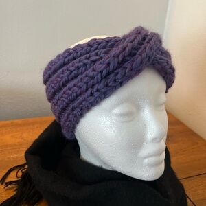 Purple Hand Knit Twist Headband - Women Accessories